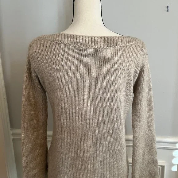 WHITE HOUSE BLACK MARKET Pullover Gold Sparkle Wool Blend Boat Neck X-Small - Picture 3 of 3